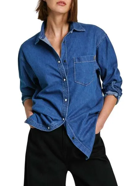 Pepe Jeans Boyfriend blue shirt for women.