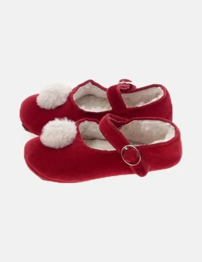 Red pom-pom Zara shoe