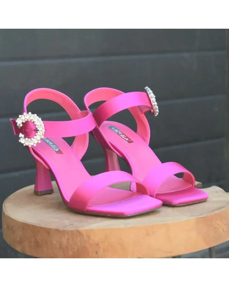 Pink fuchsia satin party sandals DANGELA 26265