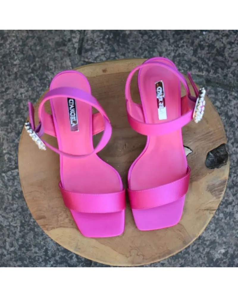 Pink fuchsia satin party sandals DANGELA 26265