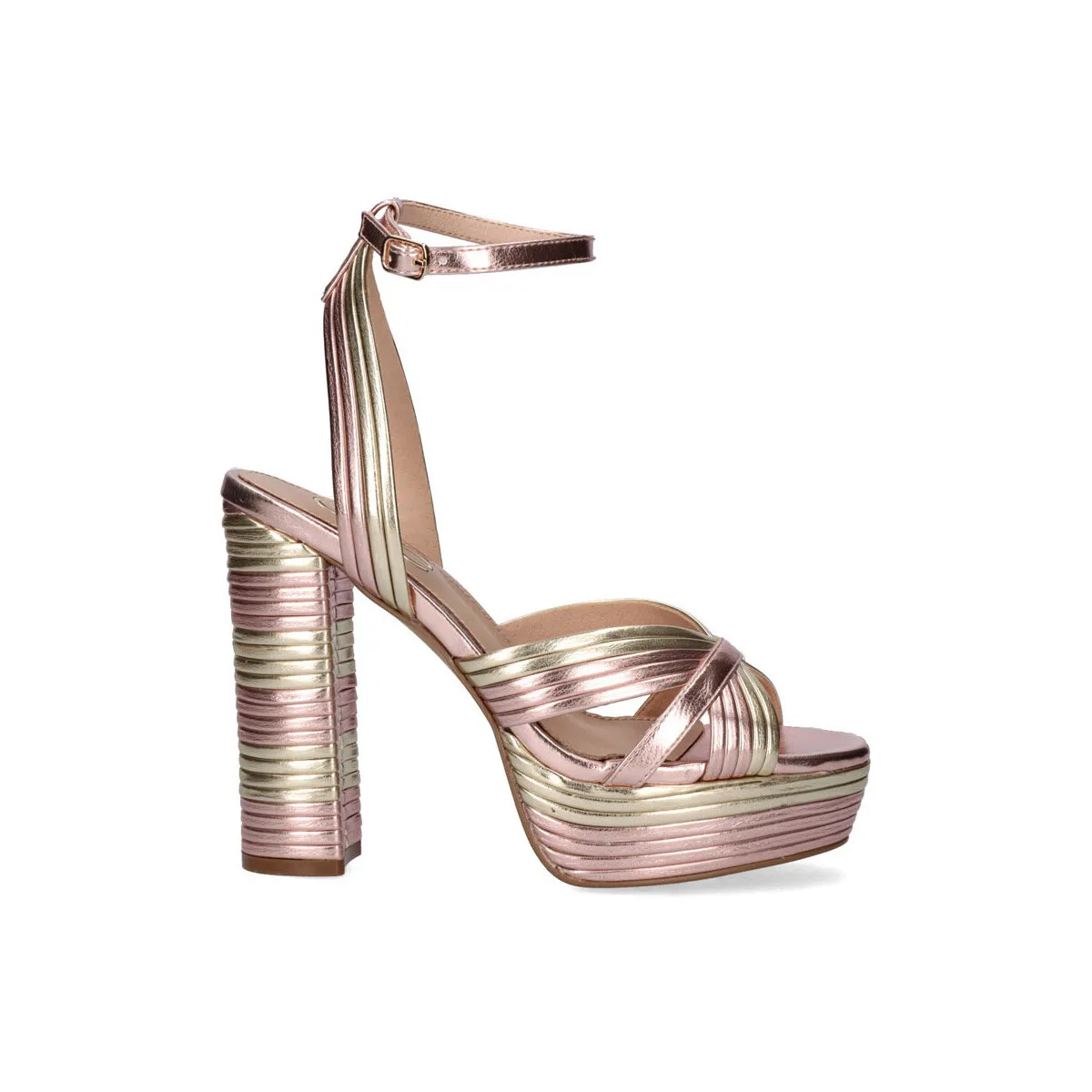 OPHELIA-832 Metallic Pink Gold Heeled Sandal