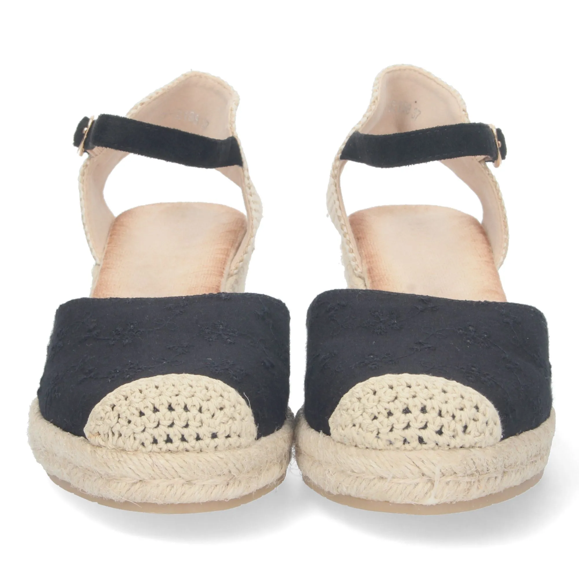 Black wedge espadrille sandals for women