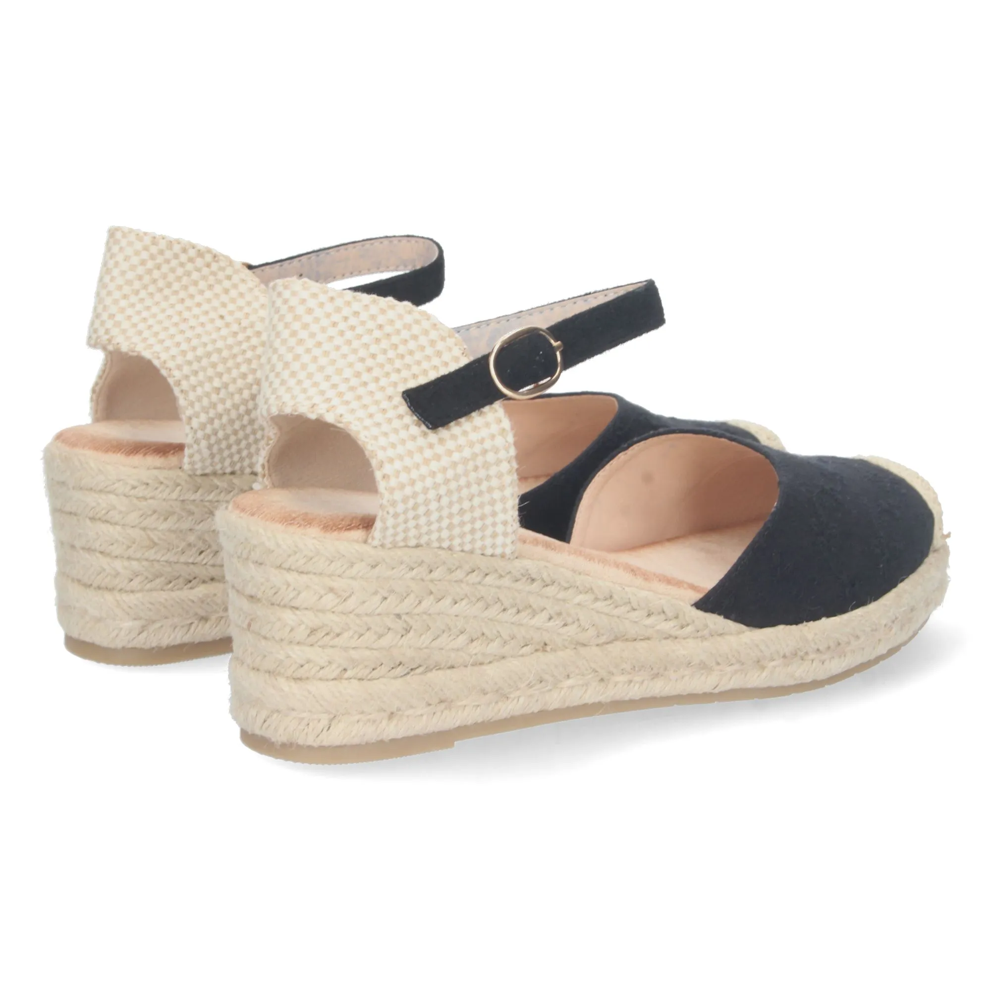 Black wedge espadrille sandals for women