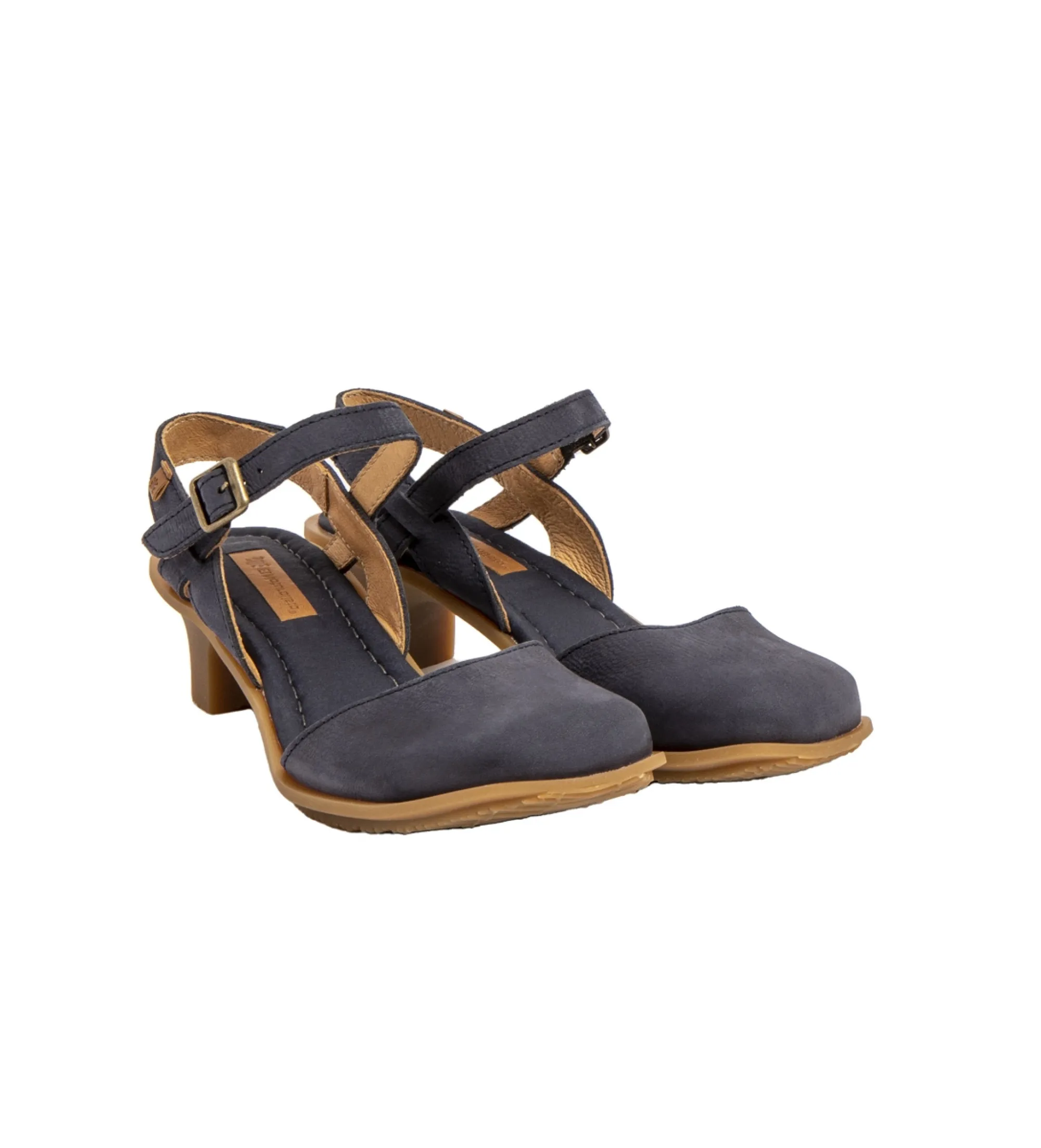 N5990 Igusa Navy Leather Sandals - 5cm Heel Height