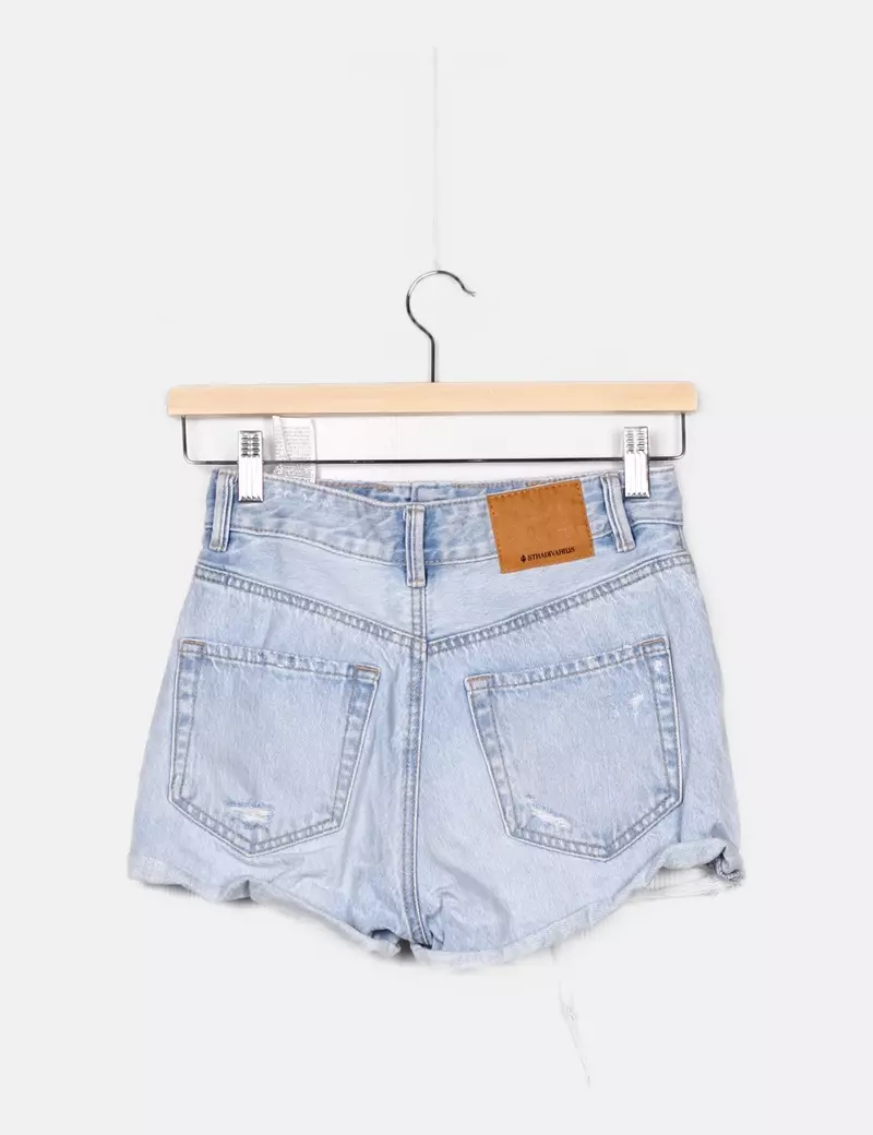 Stradivarius Blue Denim Casual Shorts.