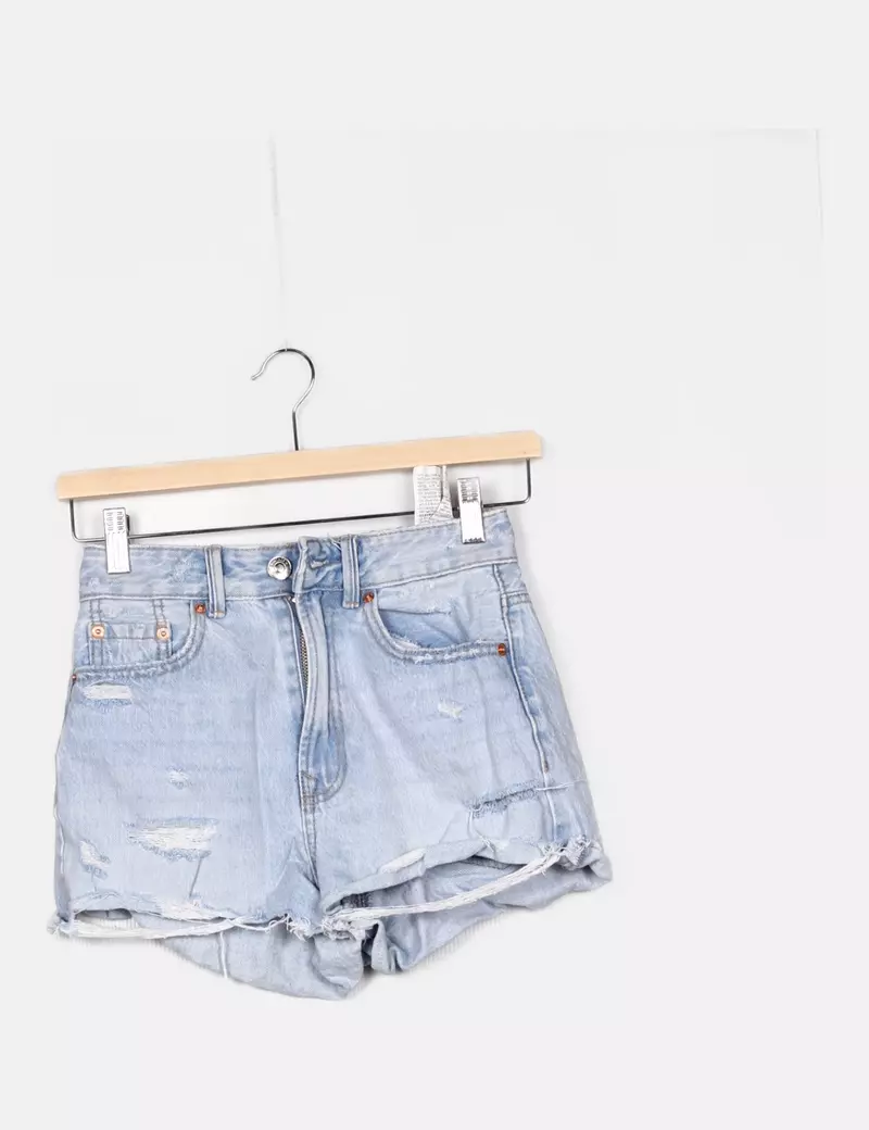 Stradivarius Blue Denim Casual Shorts.