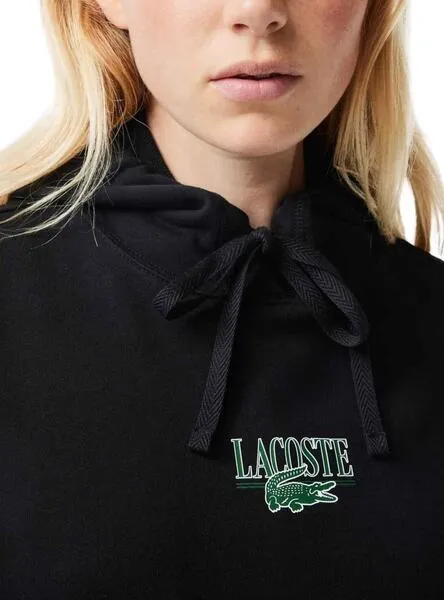 Lacoste Women's Black Hooded Jogger Sweatshirt