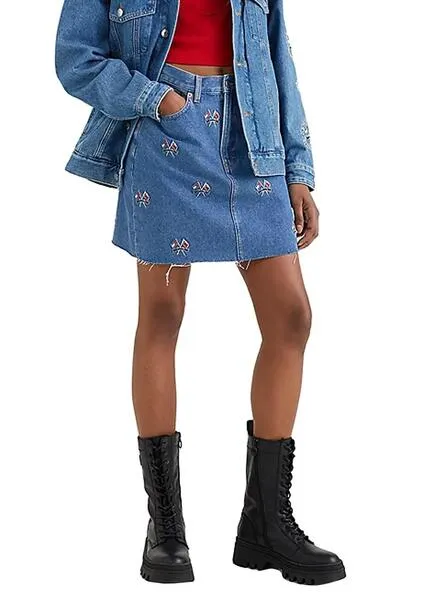 Tommy Jeans Mom Denim Blue Skirt for Women