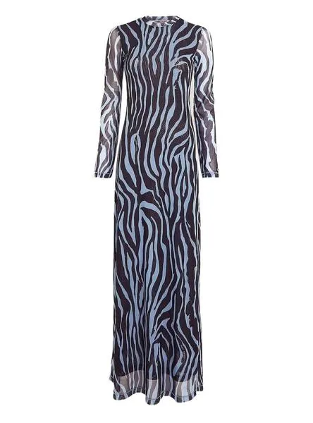 Tommy Jeans Zebra Maxi Azul Vestido Mujer