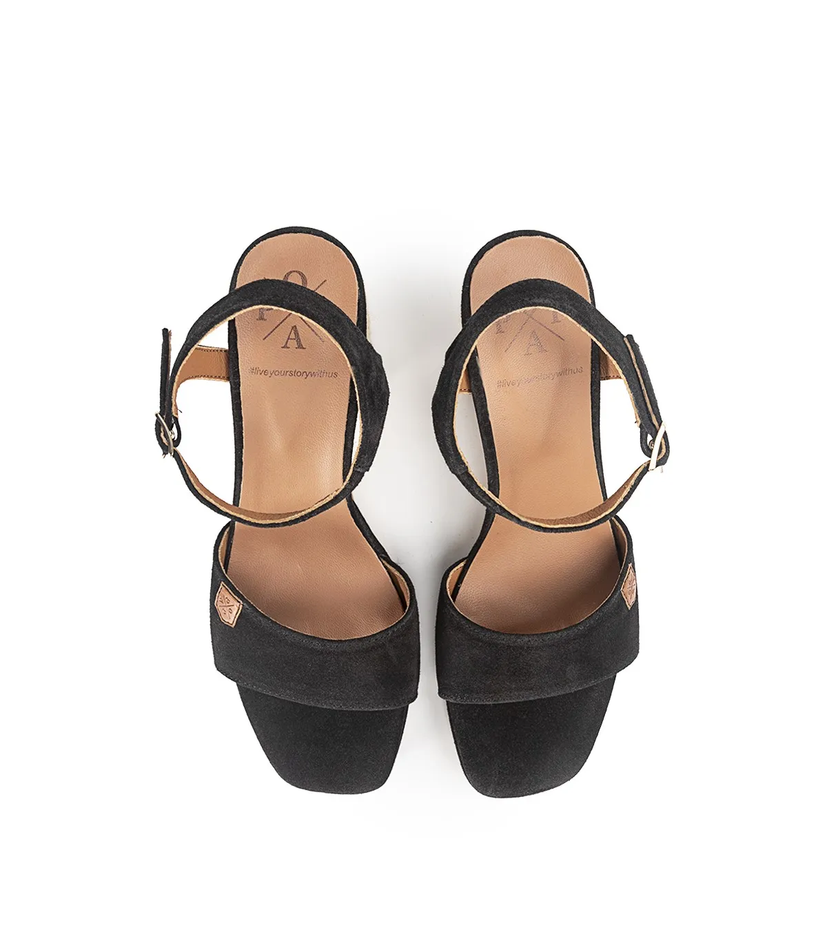 Wedge Heel Black Suede Sandal