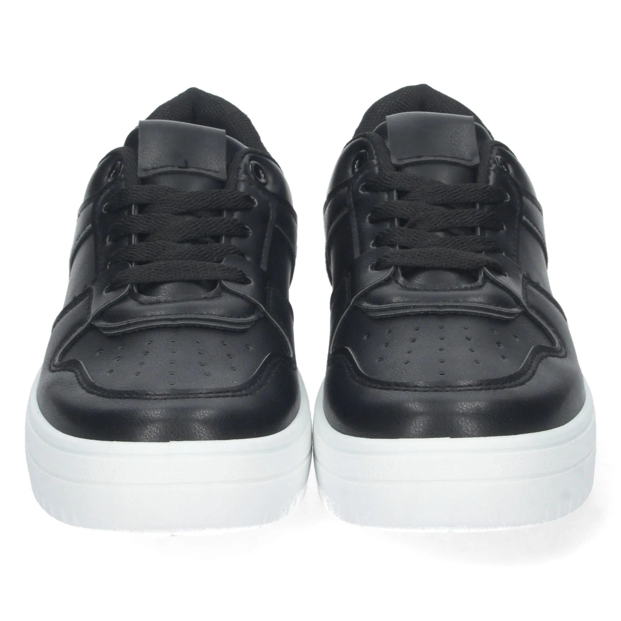 Women's black athletic sneakers.