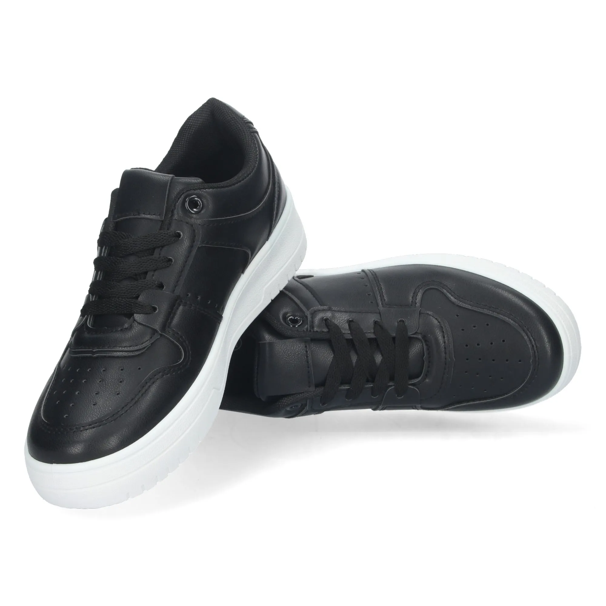 Women's black athletic sneakers.